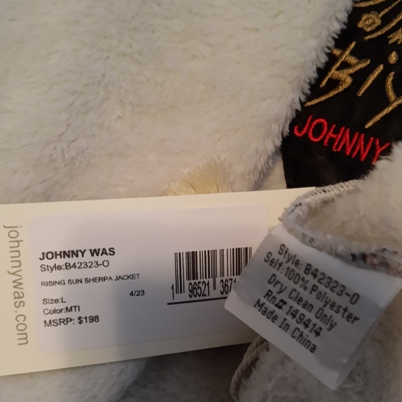 Johnny Was BIYA Rising Sun Sherpa Cozy Hooded Jacket Coat L Blue Red - Picture 8 of 12